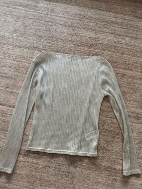 J.Crew Metallic Ribbed Knit Top - Light Gold